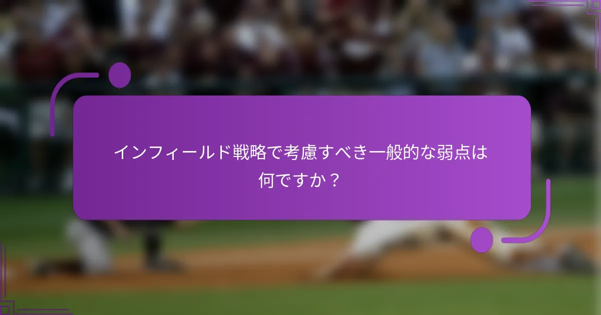 インフィールド戦略で考慮すべき一般的な弱点は何ですか？