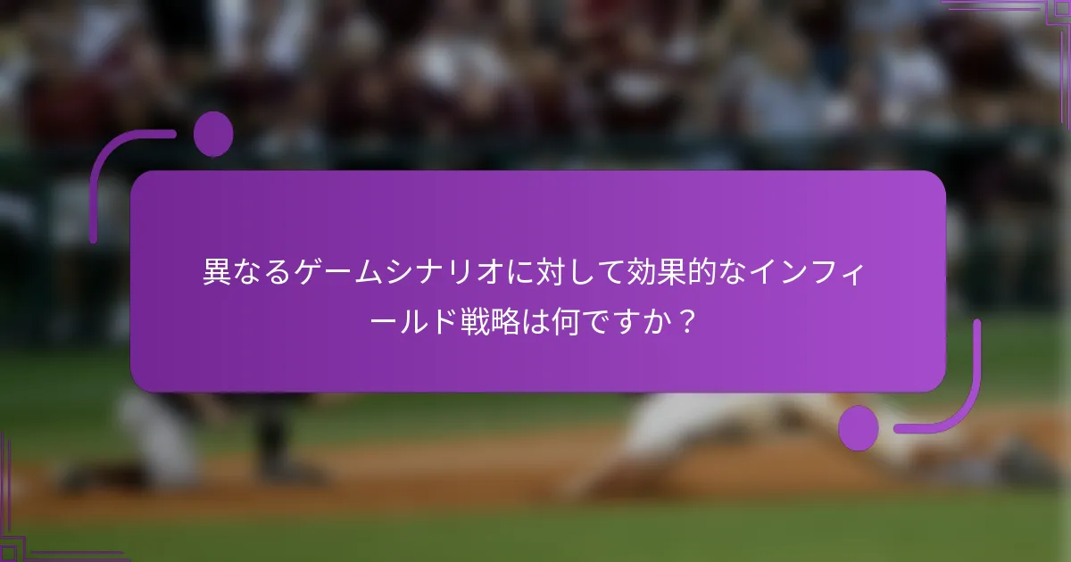 異なるゲームシナリオに対して効果的なインフィールド戦略は何ですか？